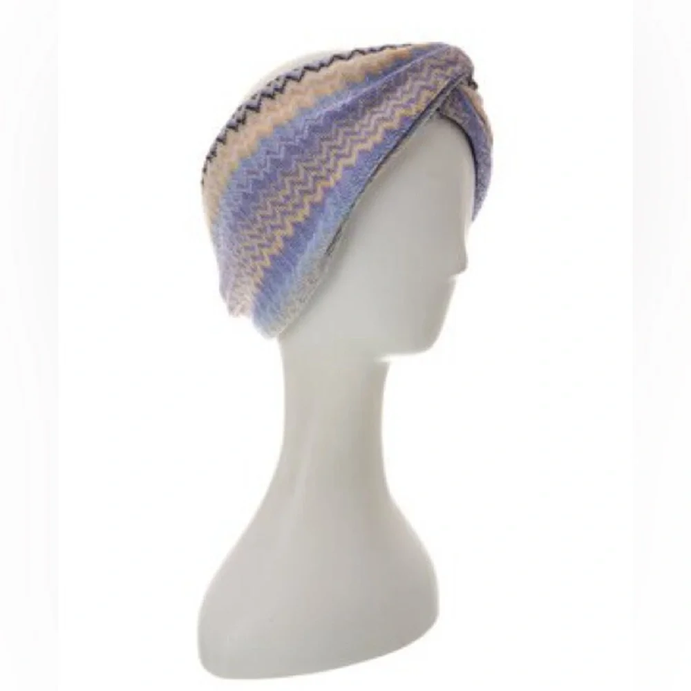 Missoni Zigzag Knit Head Scarf - Blue Multicolor - NWT - Picture 9 of 10